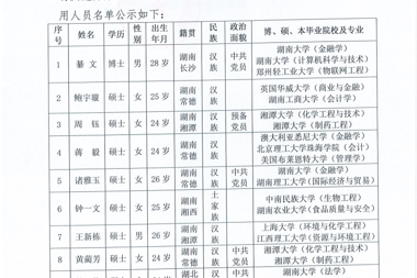 【公示公告】湖南財鑫投資控股集團(tuán)有限公司擬聘人員公示